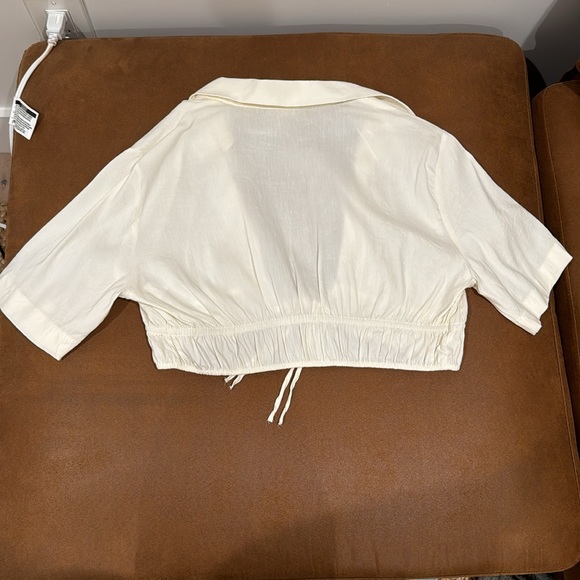 Zara Pleated Linen Blended Crop top blouse - Picture 3 of 4